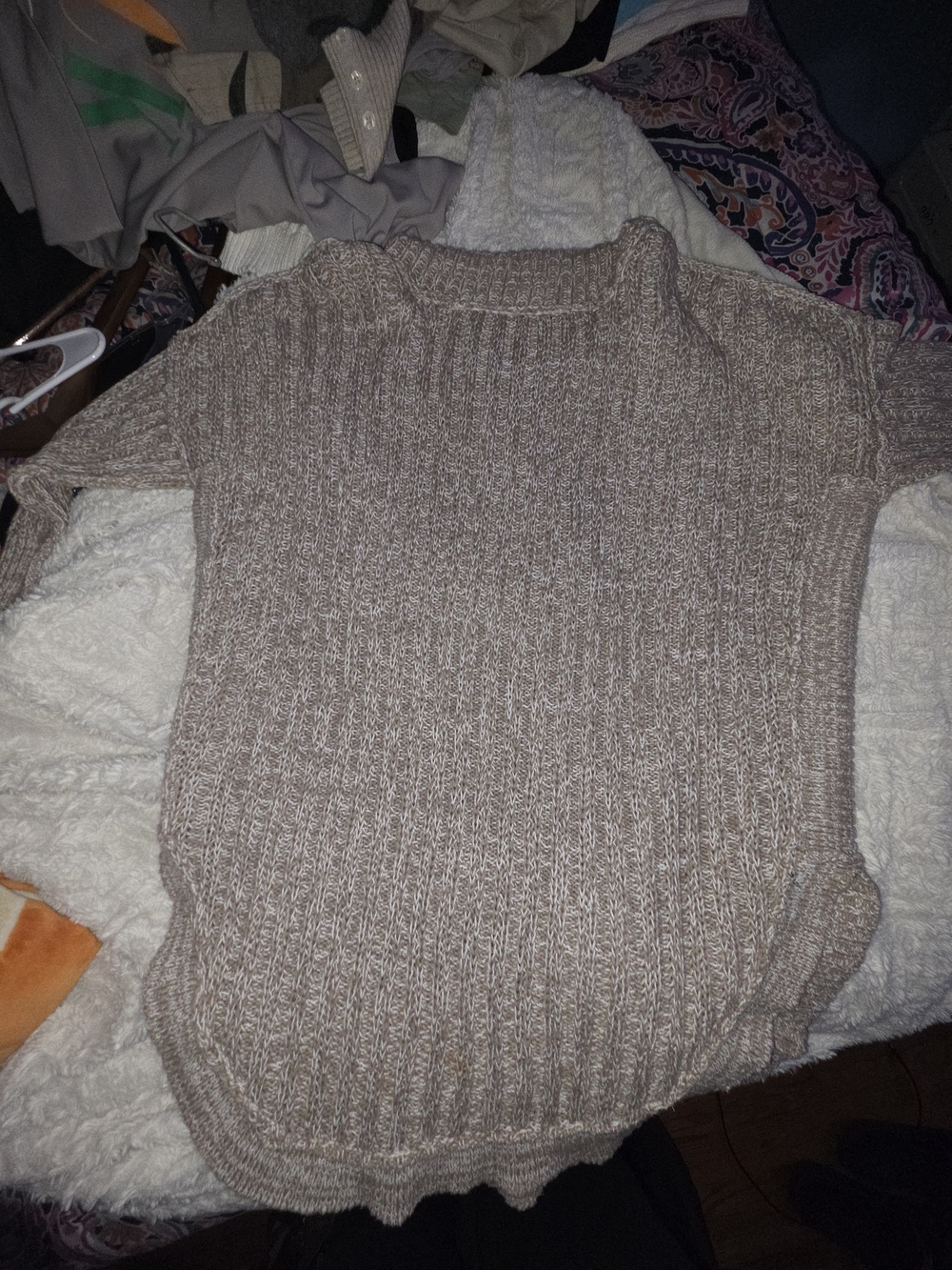 Express Women's Marled Taupe Cowl Sweater